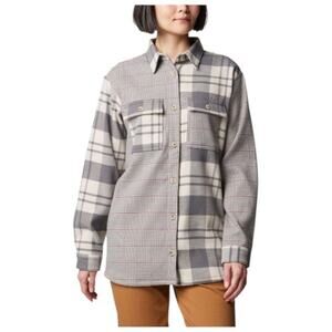 NWT Columbia Womens Plaid Flannel Blue Point Creek Button Up Shirt Jacket Sz 1X